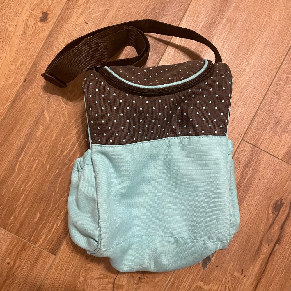 Small teal/ brown diaper bag